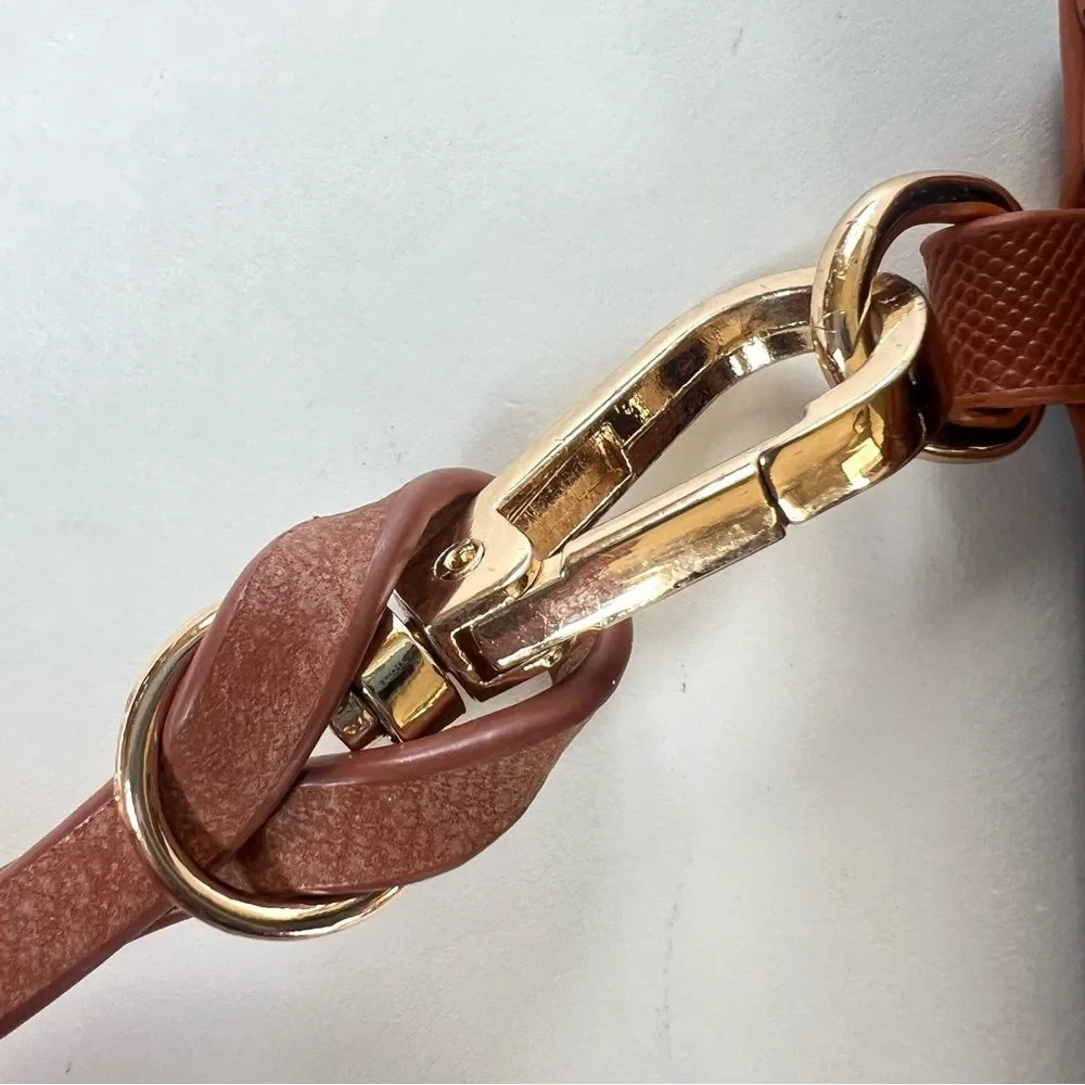 Loveook Cognac Brown Vegan Detachable Tassel Textured Snap Wristlet Clutch